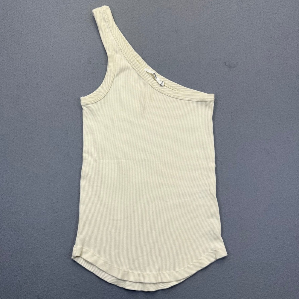ba&sh Lady Tshirt One Shoulder Ribbed Tank Top Cream Off-White Size Small S